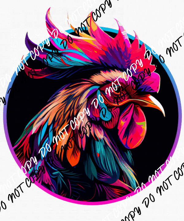 Colorful Vibrant Rooster Portrait DTF Transfer - We Print U Press DTF Transfers