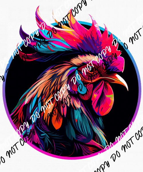 Colorful Vibrant Rooster Portrait DTF Transfer - We Print U Press DTF Transfers