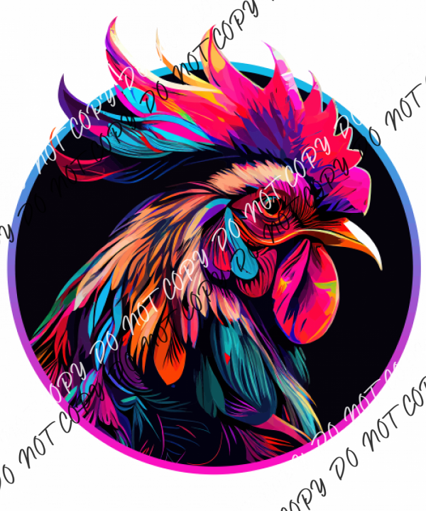 Colorful Vibrant Rooster Portrait Dtf Transfer