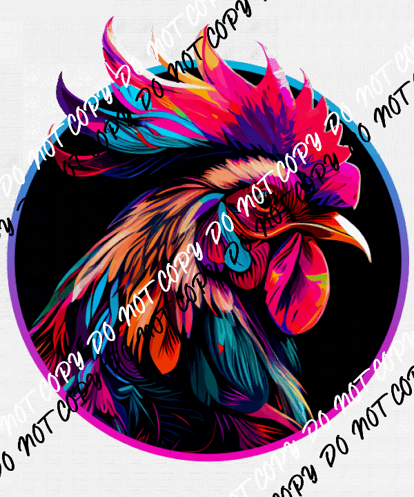 Colorful Vibrant Rooster Portrait DTF Transfer - We Print U Press DTF Transfers