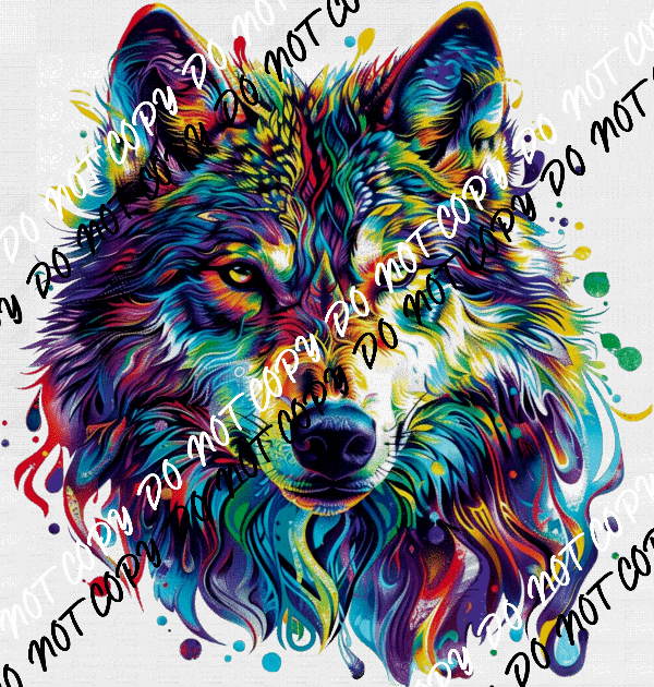 Colorful Wolf DTF Transfer - We Print U Press DTF Transfers