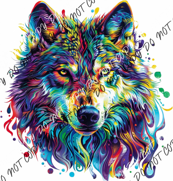 Colorful Wolf Dtf Transfer