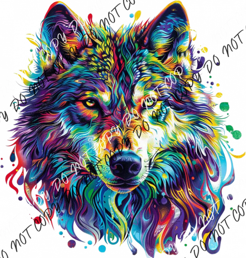 Colorful Wolf Dtf Transfer