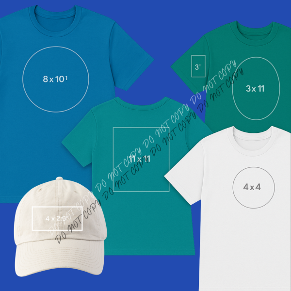 Common Tshirt Imprint Sizes Just Upload Your Custom Design DTF Transfer Custom DTF Transfer