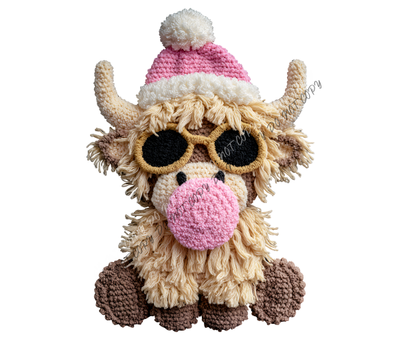 Cool Bubble Christmas Highland Cow Faux Yarn DTF Transfer RTP DTF Transfers