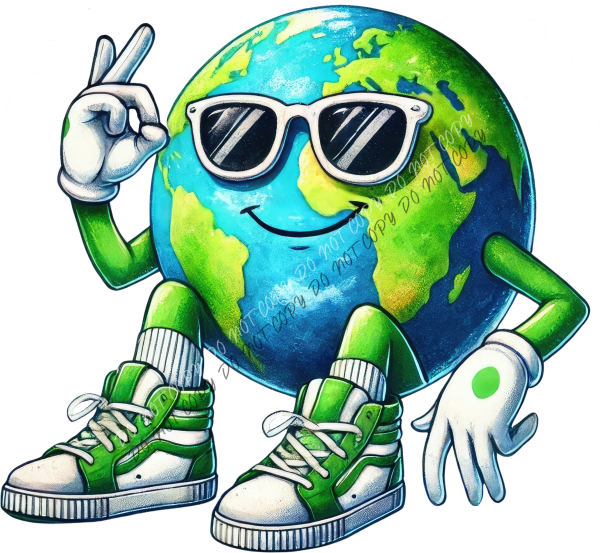 Cool Earth Giving a Peace Sign DTF Transfer RTP DTF Transfers