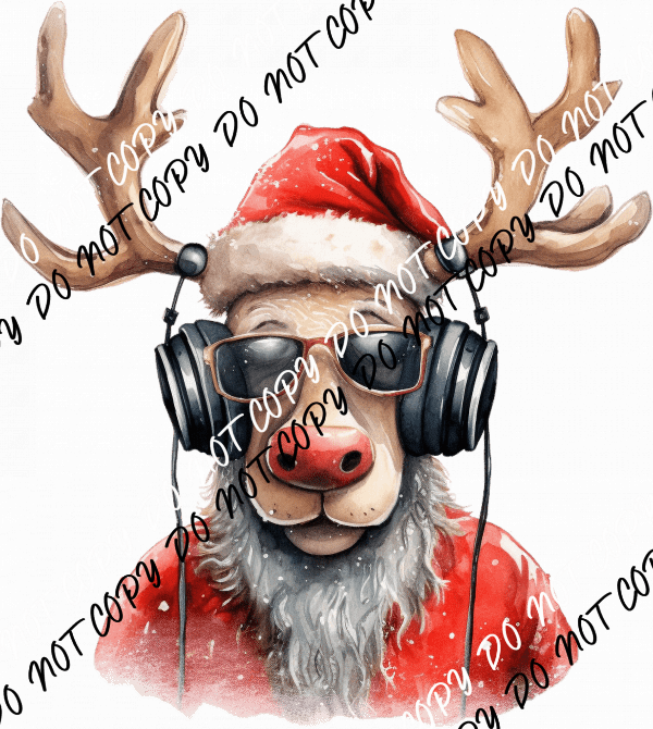 Cool Reindeer with Headphones DTF Transfer - We Print U Press DTF Transfers