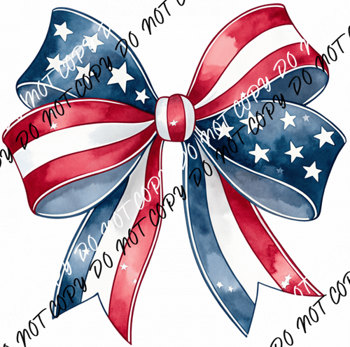 Coquette 4th of July Patriotic Bow DTF Transfer - We Print U Press DTF Transfers