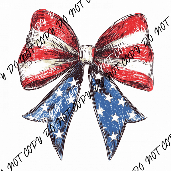 Coquette American Flag Bow DTF Transfer - We Print U Press DTF Transfers