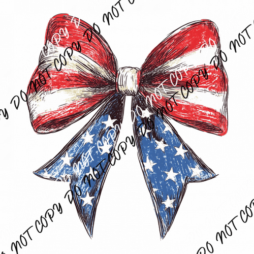 Coquette American Flag Bow DTF Transfer - We Print U Press DTF Transfers