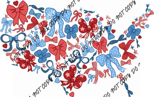 Coquette Bow America DTF Transfer - We Print U Press DTF Transfers