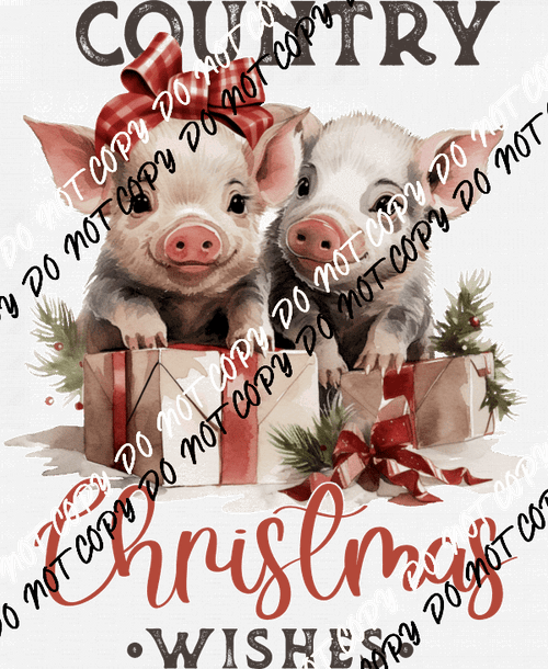 Country Christmas Pigs DTF Transfer - We Print U Press DTF Transfers