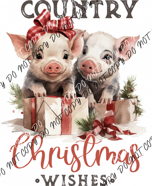 Country Christmas Pigs Dtf Transfer Rtp Transfers