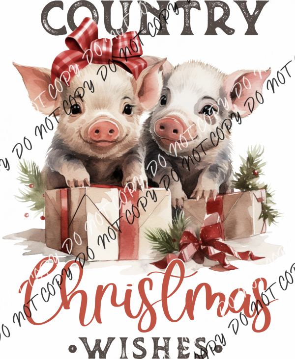 Country Christmas Pigs Dtf Transfer Rtp Transfers