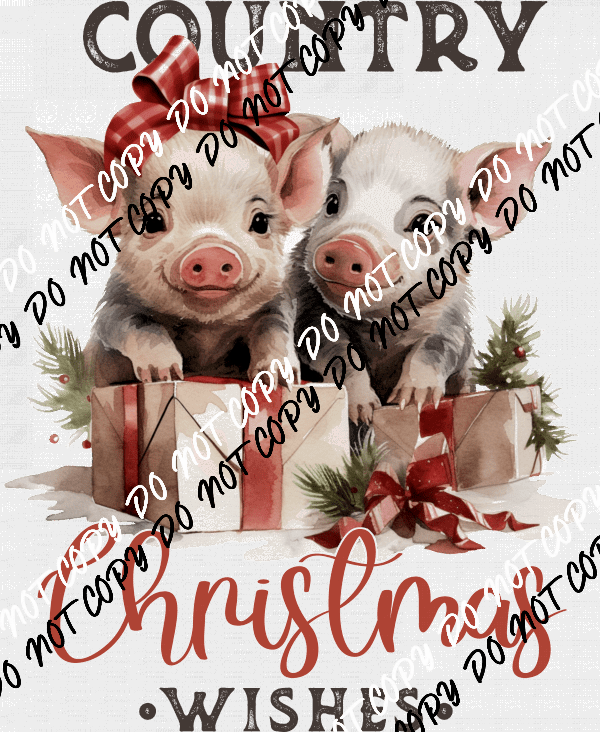 Country Christmas Pigs DTF Transfer - We Print U Press DTF Transfers