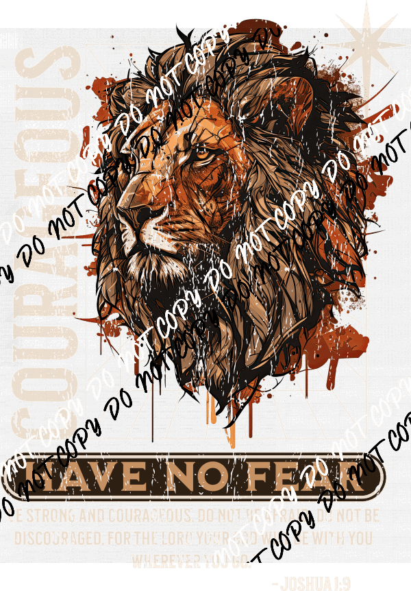 Courageous Lion Scripture DTF Transfer - We Print U Press DTF Transfers