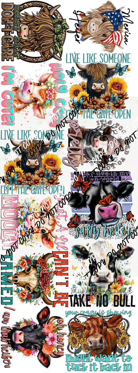 Cow Premade Bundle Gang Sheet - We Print U Press DTF Transfers