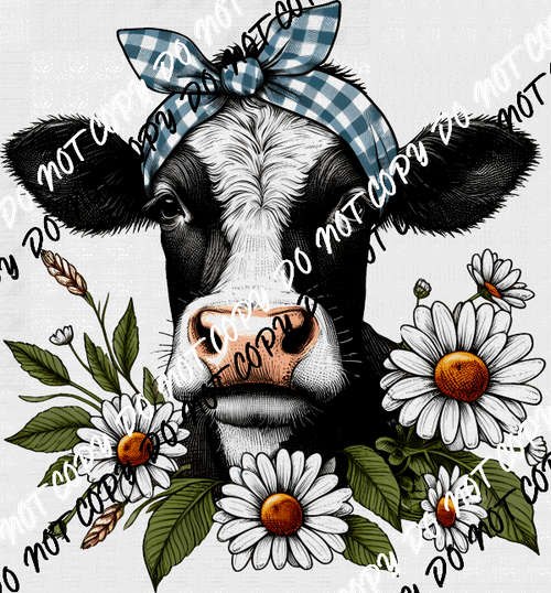 Cow with Daisies DTF Transfer - We Print U Press DTF Transfers