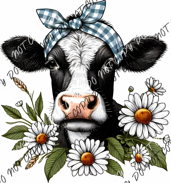 Cow With Daisies Dtf Transfer Rtp Transfers