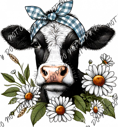 Cow With Daisies Dtf Transfer Rtp Transfers