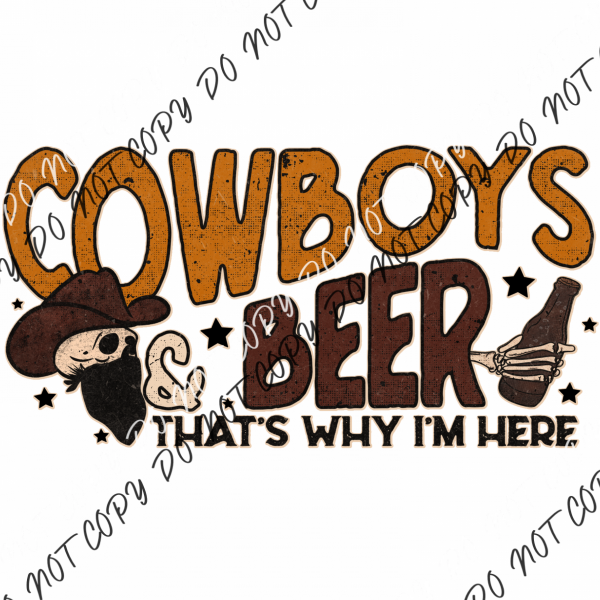 Cowboys And Beer Dtf Transfer