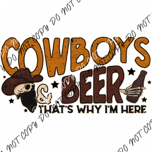 Cowboys And Beer Dtf Transfer