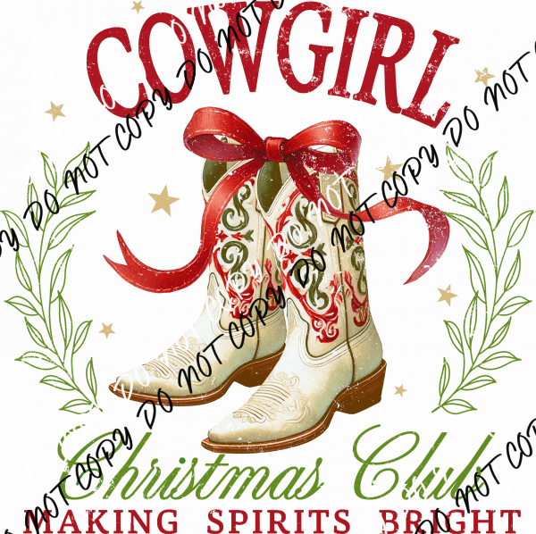 Cowgirl Christmas Club DTF Transfer - We Print U Press DTF Transfers