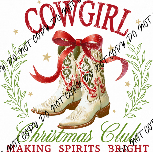 Cowgirl Christmas Club DTF Transfer - We Print U Press DTF Transfers