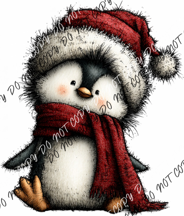 Cozy Christmas Penguin with Scarf DTF Transfer RTP DTF Transfers