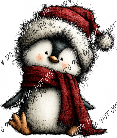 Cozy Christmas Penguin with Scarf DTF Transfer RTP DTF Transfers