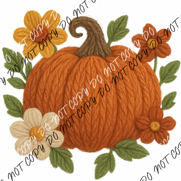 Cozy Faux Yarn Pumpkin DTF Transfer RTP DTF Transfers