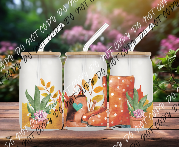 Cozy Garden Days Glass Can Cup Wrap UV Transfer UV Transfer