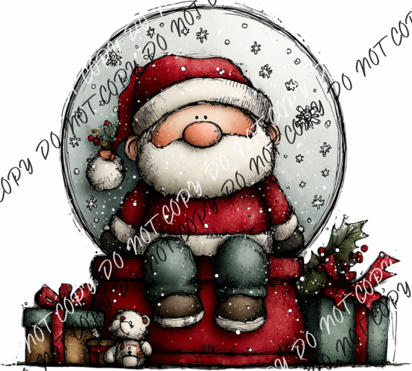 Cozy Santa in the Snow Globe DTF Transfer RTP DTF Transfers