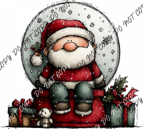 Cozy Santa in the Snow Globe DTF Transfer RTP DTF Transfers