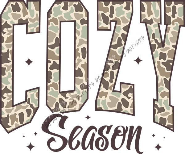 Cozy Season Camo Varsity DTF Transfer RTP DTF Transfers