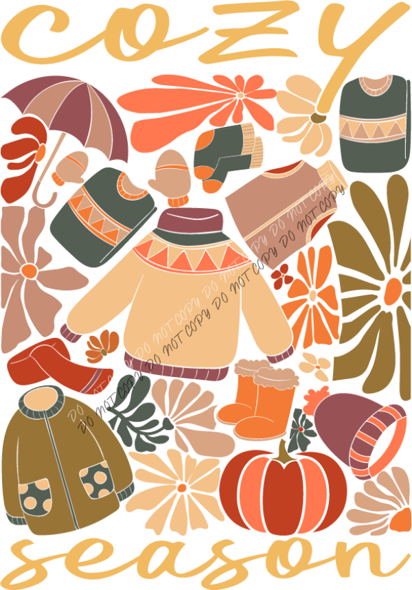 cozy season fall collage dtf transfer