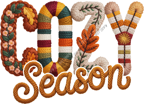 Cozy Season Fall Faux Yarn DTF Transfer RTP DTF Transfers