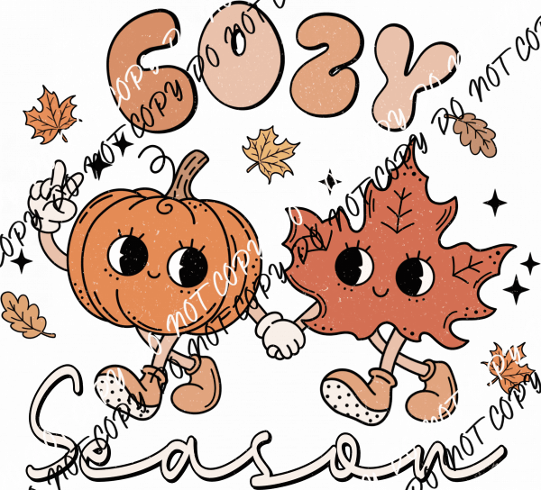 Cozy Season Leaf and Pumpkin DTF Transfer - We Print U Press DTF Transfers