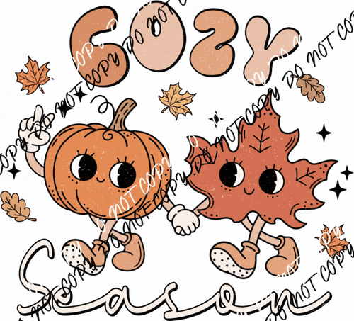 Cozy Season Leaf and Pumpkin DTF Transfer - We Print U Press DTF Transfers