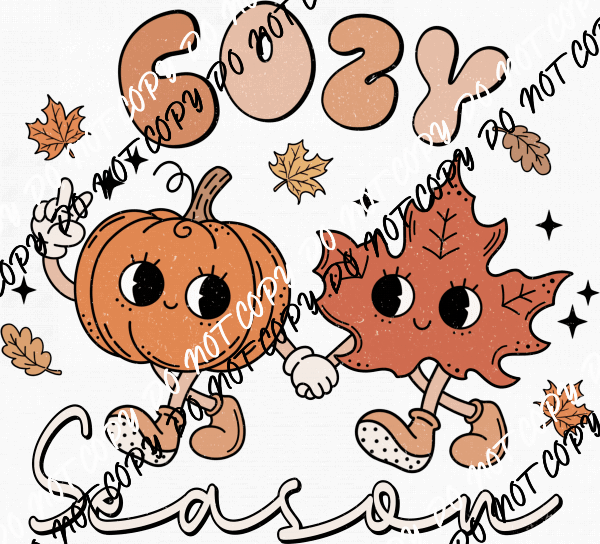 Cozy Season Leaf and Pumpkin Friends DTF Transfer - We Print U Press DTF Transfers