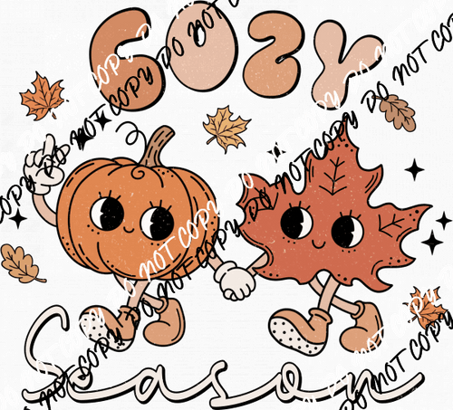 Cozy Season Leaf and Pumpkin Friends DTF Transfer - We Print U Press DTF Transfers