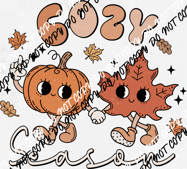 Cozy Season Leaf and Pumpkin Friends DTF Transfer - We Print U Press DTF Transfers