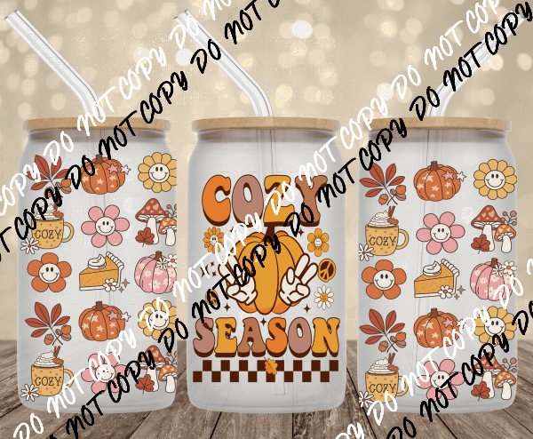 Cozy Season UV Transfer for 16 oz Glass Can - We Print U Press DTF Transfers