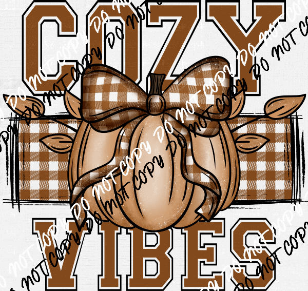Cozy Vibes Pumpkin with Plaid DTF Transfer - We Print U Press DTF Transfers