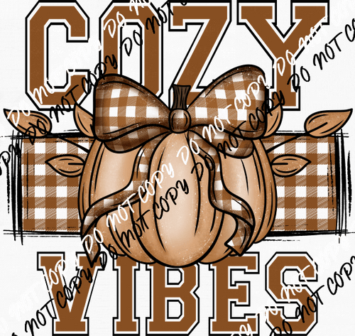 Cozy Vibes Pumpkin with Plaid DTF Transfer - We Print U Press DTF Transfers