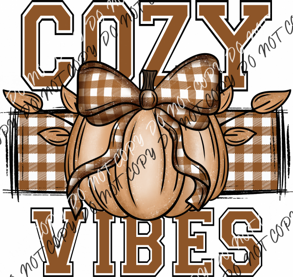 Cozy Vibes Pumpkin With Plaid Dtf Transfer Rtp Transfers