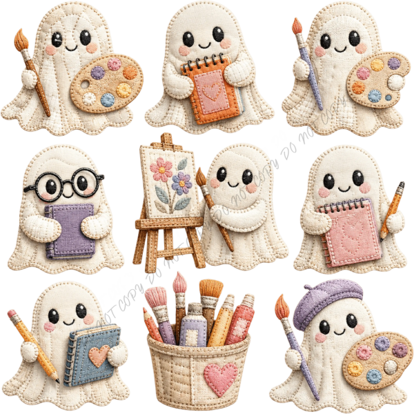 Crafty Ghost Characters DTF Transfer - RTP DTF Transfer