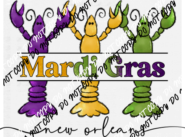 Crawfish Mardi Gras DTF Transfer - We Print U Press DTF Transfers