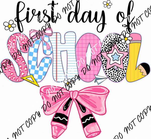 Crayon Bow School Vibes DTF Transfer - We Print U Press DTF Transfers