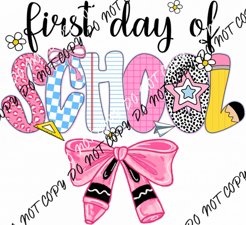 Crayon Bow School Vibes DTF Transfer - We Print U Press DTF Transfers